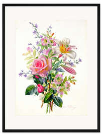 Gerahmter Kunstdruck Rosa Bukett