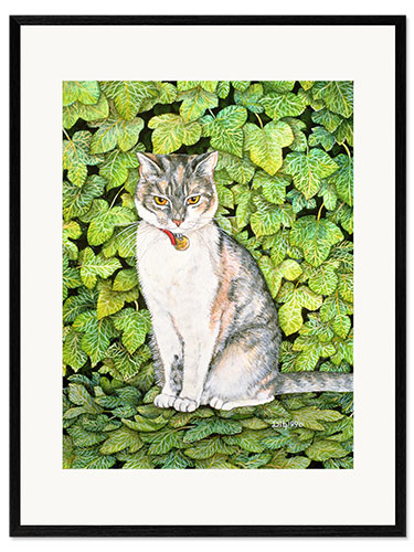 Framed art print Cat in ivy