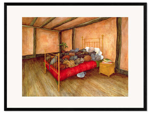 Framed art print Cat blanket