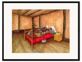 Framed art print Cat blanket