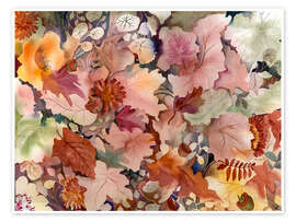 Wall print  Autumn leaves and flowers - Neela Pushparaj