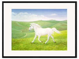 Inramat konsttryck White Horse