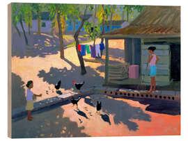 Hout print Hens and Chickens, Cuba, 1997