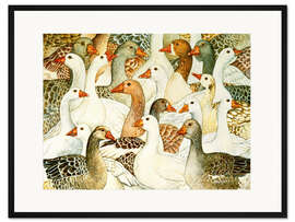 Gerahmter Kunstdruck Patchwork Gänse