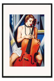 Gerahmter Kunstdruck Frau mit Cello