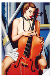 Sticker mural Femme au violoncelle