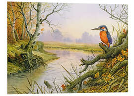 Foam board print Kingfisher: scene on autumnal river