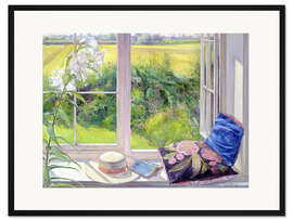 Gerahmter Kunstdruck Leseplatz am Fenster
