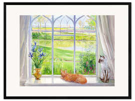 Impresión de arte enmarcada Cats at the window