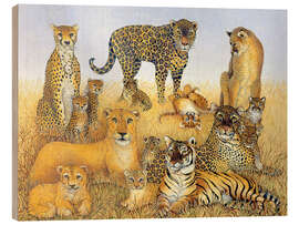 Wood print Various big cats