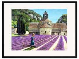 Gerahmter Kunstdruck Lavendelpflücker, Abbaye Senanque, Provence