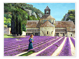 Wandbild  Lavendelpflücker, Abbaye Senanque, Provence - Trevor Neal