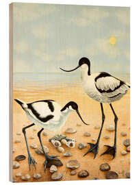 Wood print Beach birds