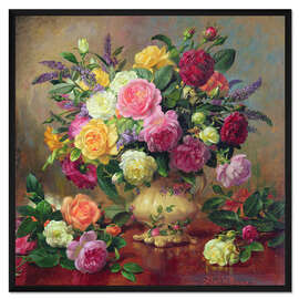 Gerahmter Kunstdruck Rosen aus einem viktorian. Garten