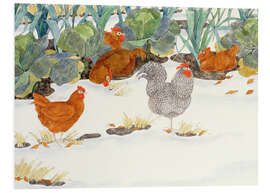 Foam board print Chickens in the vegetable garden