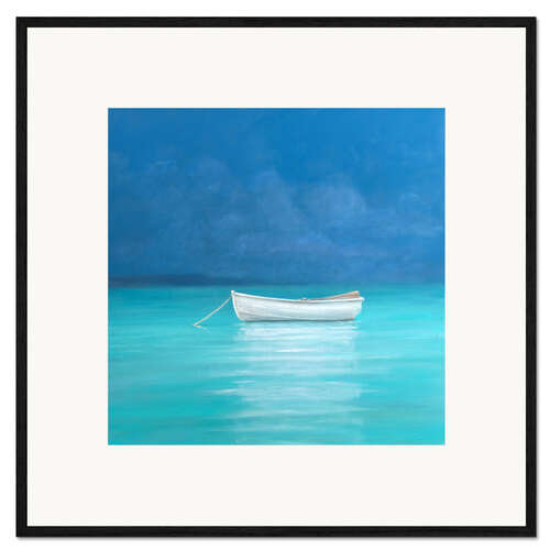 Ingelijste kunstdruk Witte boot, Kilifi 2012