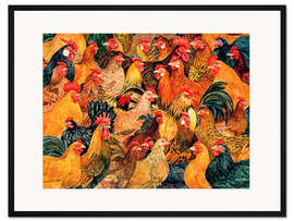 Gerahmter Kunstdruck Hühner