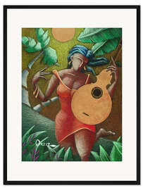 Gerahmter Kunstdruck Gitarrenspielerin