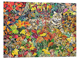 Foam board print Tabby in autumn leaves, 1996