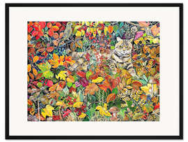 Gerahmter Kunstdruck Tabby im Herbstlaub, 1996