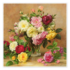 Wall print  Old-fashioned Victorian roses - Albert Williams
