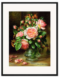 Gerahmter Kunstdruck English-Elegance-Rosen in Glasvase