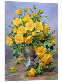 Foam board print Bright Smile - Roses in a Silver Vase