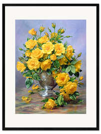 Ingelijste kunstdruk Bright Smile - Roses in a Silver Vase