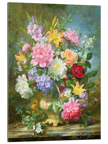 Tableau en plexi-alu Pivoines et fleurs variées