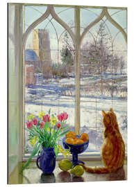 Magnettafel Schneeschatten und Katze