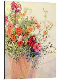 Magnettafel Petunien, Lobelien, fleisige Lieschen und Fuchsien im Terracottatopf