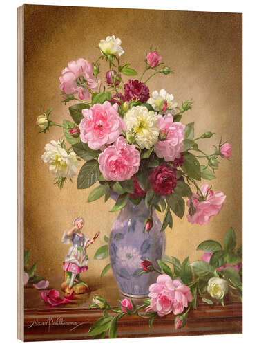 Wood print Romantic Roses of Yesteryear