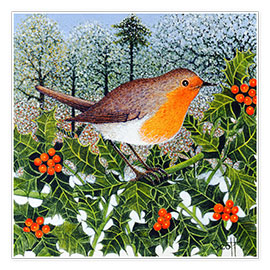 Poster  Robin on the Beer Branch - Pat Scott