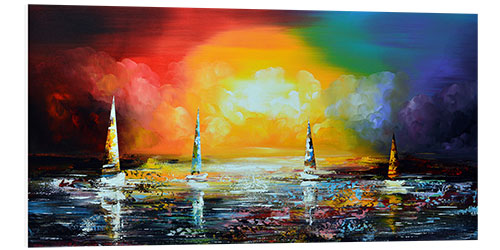 Foam board print Sailing ships at sunset