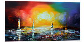 Foam board print Sailing ships at sunset