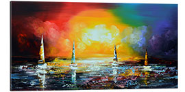 Tableau en plexi-alu Sailing ships at sunset