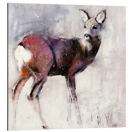 Aluminium print Shy deer in the snow