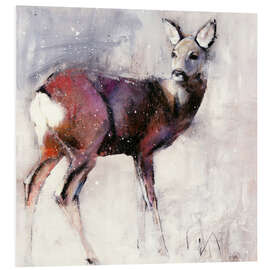 Foam board print Shy deer in the snow