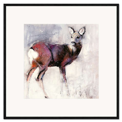 Framed art print Shy deer in the snow