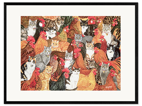 Ingelijste kunstdruk Chicken-Cats