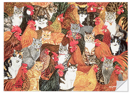 Selvklebende plakat Chicken-Cats