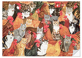 Selvklebende plakat Chicken-Cats