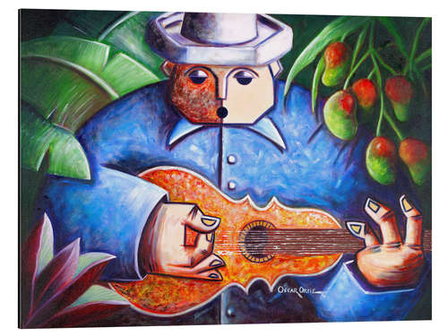 Tableau en aluminium guitar player of Mango Bajito