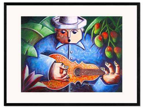 Framed art print guitar player of Mango Bajito