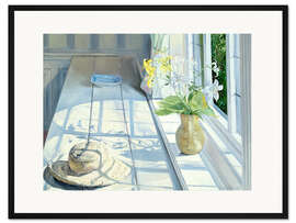 Gerahmter Kunstdruck Stillleben vor dem Fenster