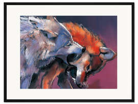 Gerahmter Kunstdruck Spielende Wölfe