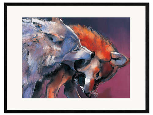 Impresión de arte enmarcada Playing Wolves