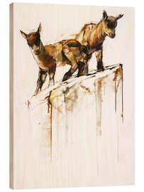 Quadro de madeira Little goats