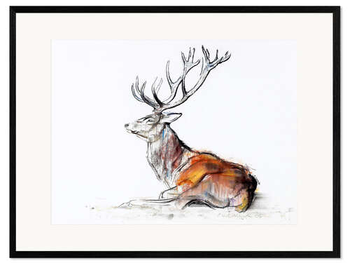 Ingelijste kunstdruk Lying Stag