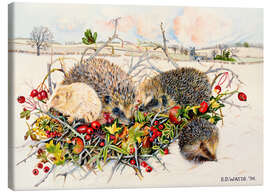 Canvastavla Hedgehogs in Hedgerow Basket